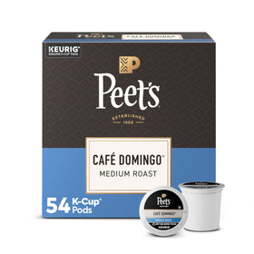 Peet's Café Domingo box of 54 K-Cup pods for Keurig brewers.