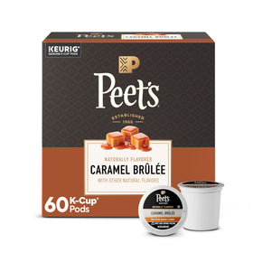 Peet's Caramel Brûlée K-Cup box packaging for quick mornings.