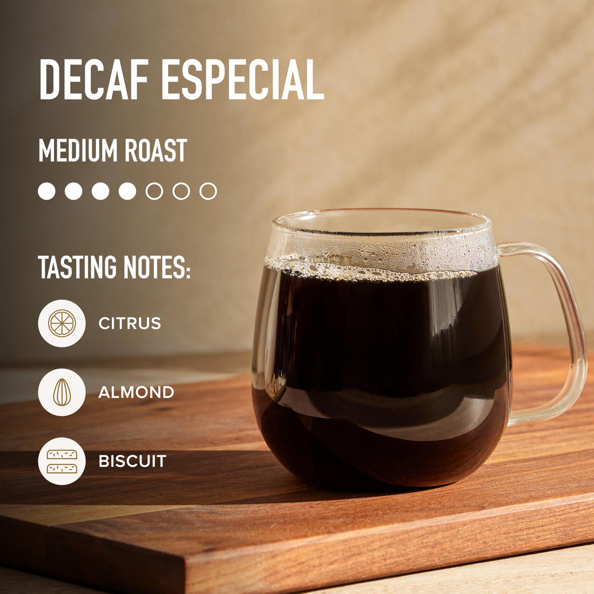 Peet's Decaf Especial roasted beans highlight premium Arabica sourcing.