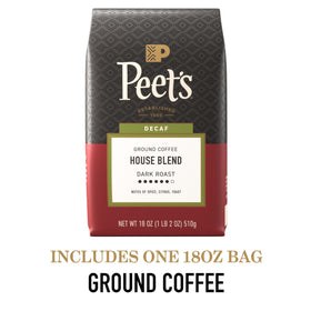 Peet's Decaf House Blend dark roast aroma enhances morning routine.