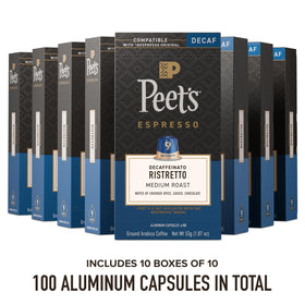 Close-up of Peet's aluminum capsule preserving aroma and freshness