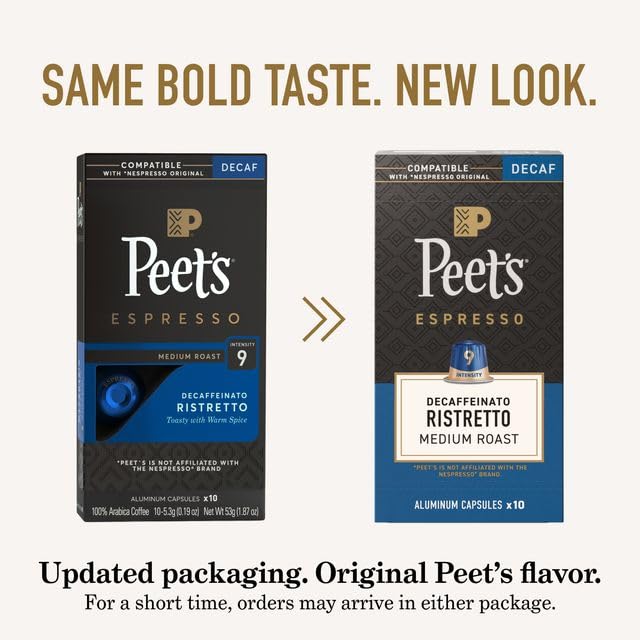 Aluminum Peet's Decaffeinato Ristretto capsule with foil seal preserving flavor