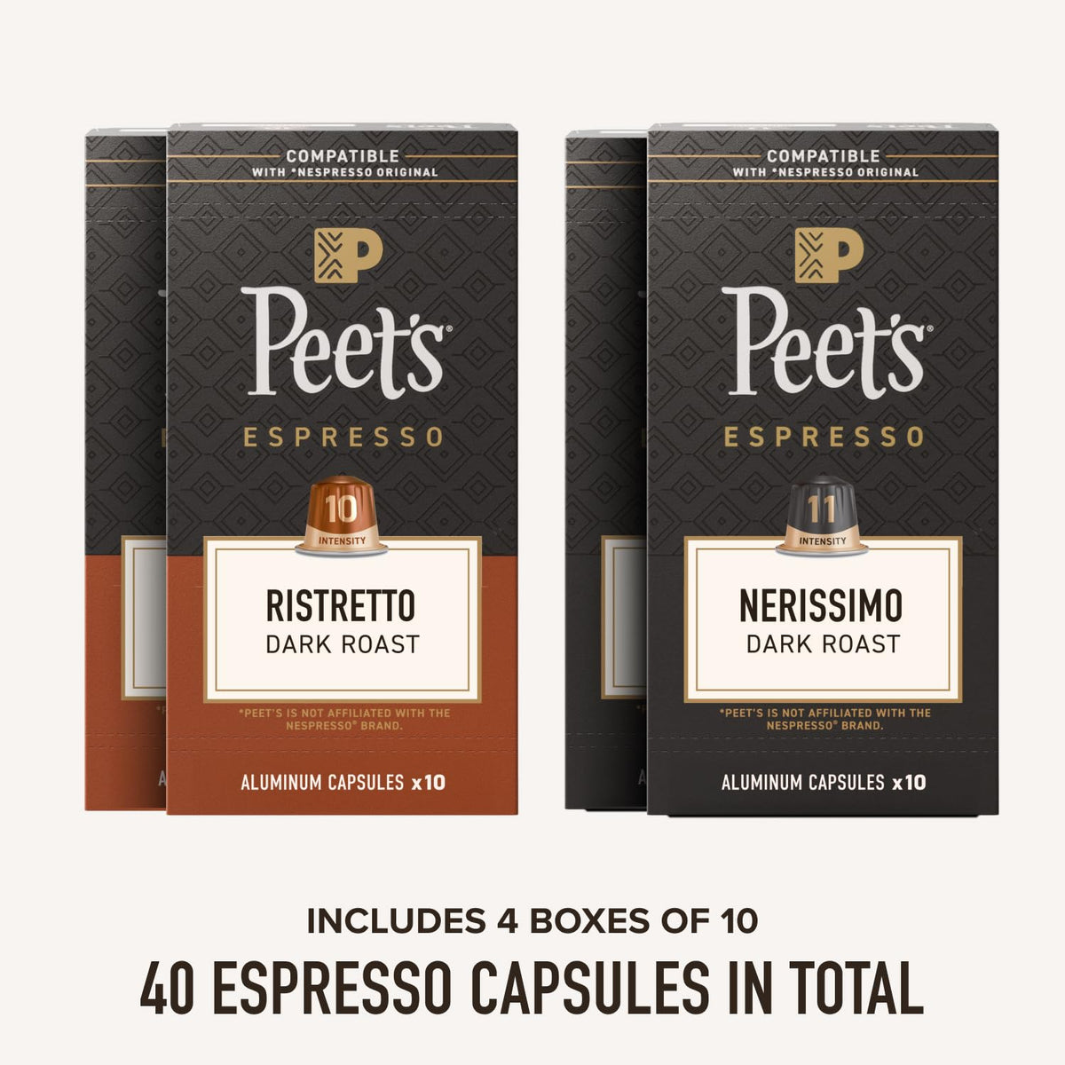 Peet's Nerissimo capsules in a pack for bittersweet, full-bodied espresso