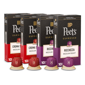Peet's Coffee Ricchezza espresso capsules pack for a rich morning brew