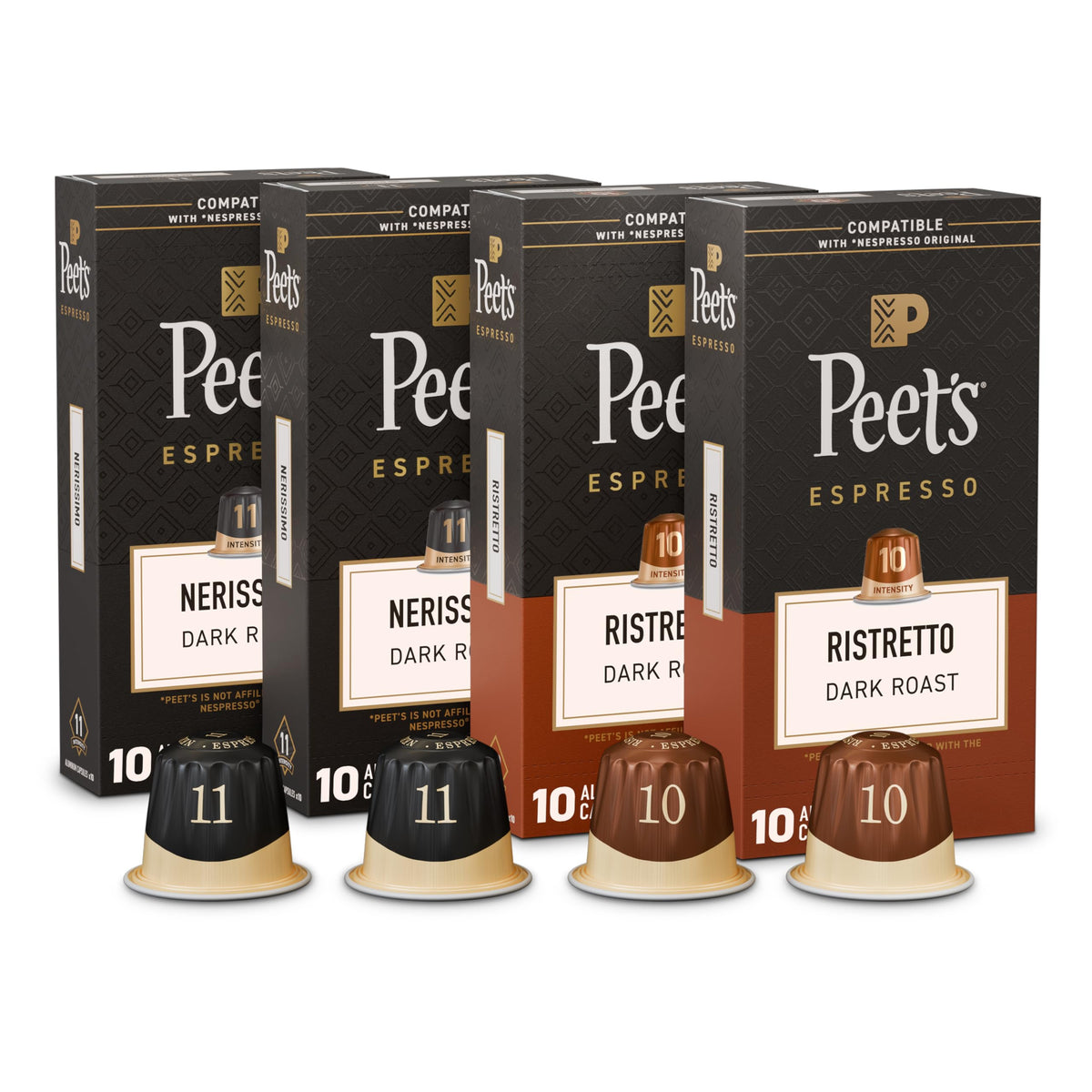 Peet's Coffee Ristretto capsules in a pack for at-home barista-style espresso