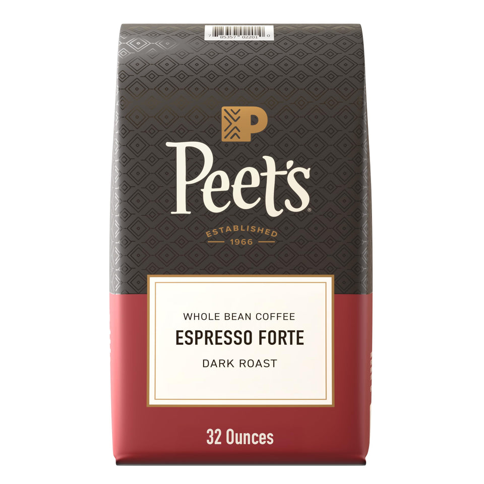 Peet's Espresso Forte 32oz bag front view highlighting bold roast for espresso.