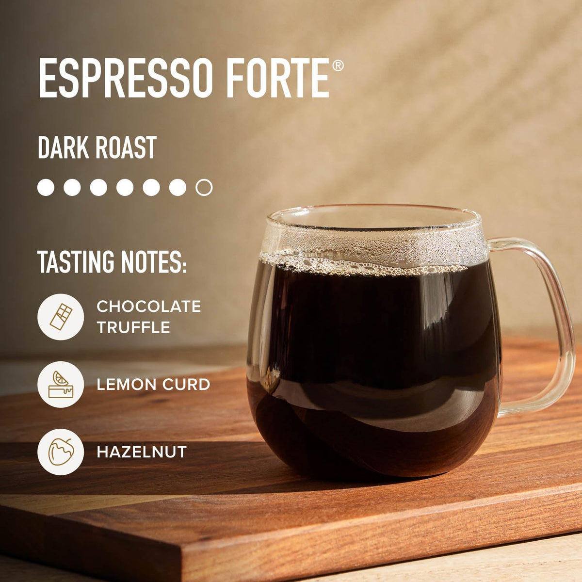 Peet's Espresso Forte ground coffee ready for espresso brewing at home.