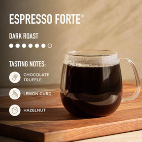 Peet's Espresso Forte ground coffee ready for espresso brewing at home.