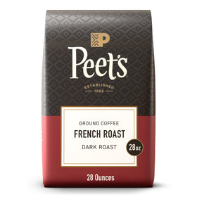 Peet's Coffee French Roast ground bag, bold flavor ready for everyday drip brewing.