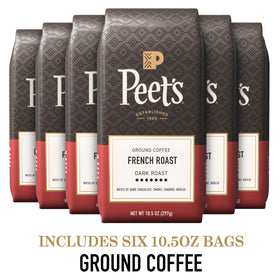 Peet's Coffee French Roast ground beans ready for a rich drip or pour-over brew.