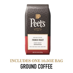Ground Peet's French Roast ready for a bold morning brew.