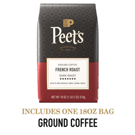 Peet's French Roast ground coffee for rich drip brewing.