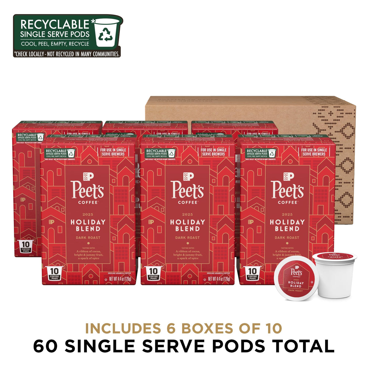 Peet's Coffee Holiday Blend dark roast aromas for a rich morning ritual.