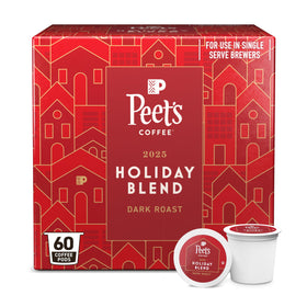 Peet's Coffee Holiday Blend K-Cup pods in a 60-count box for easy holiday mornings.