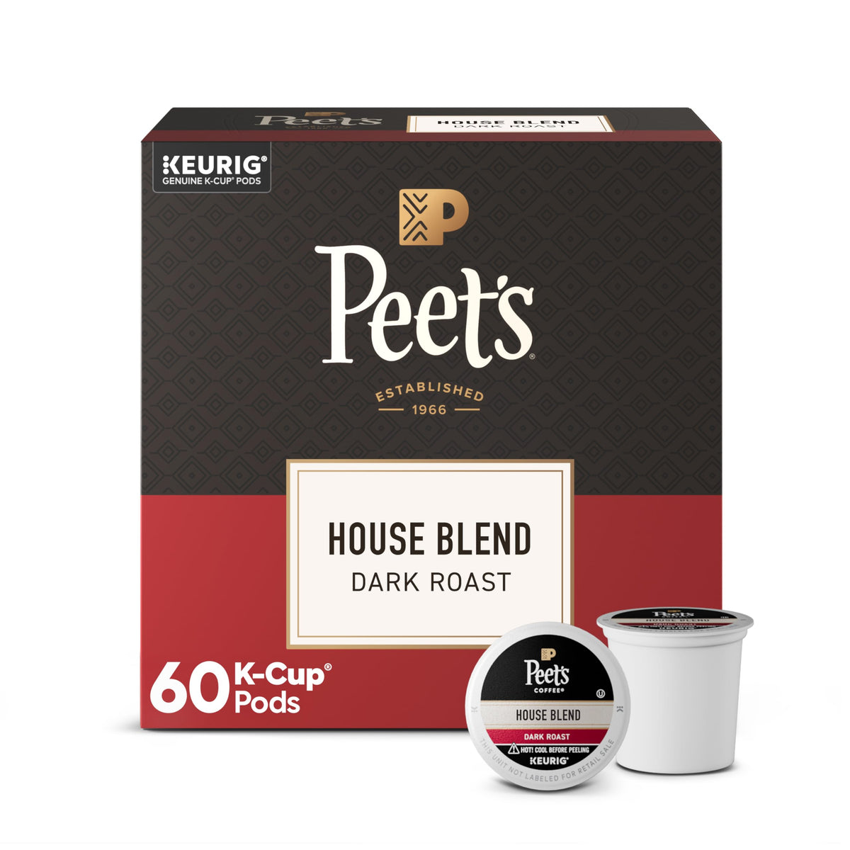 Peet's House Blend Dark Roast 60-pack boxes for convenient, fresh mornings.