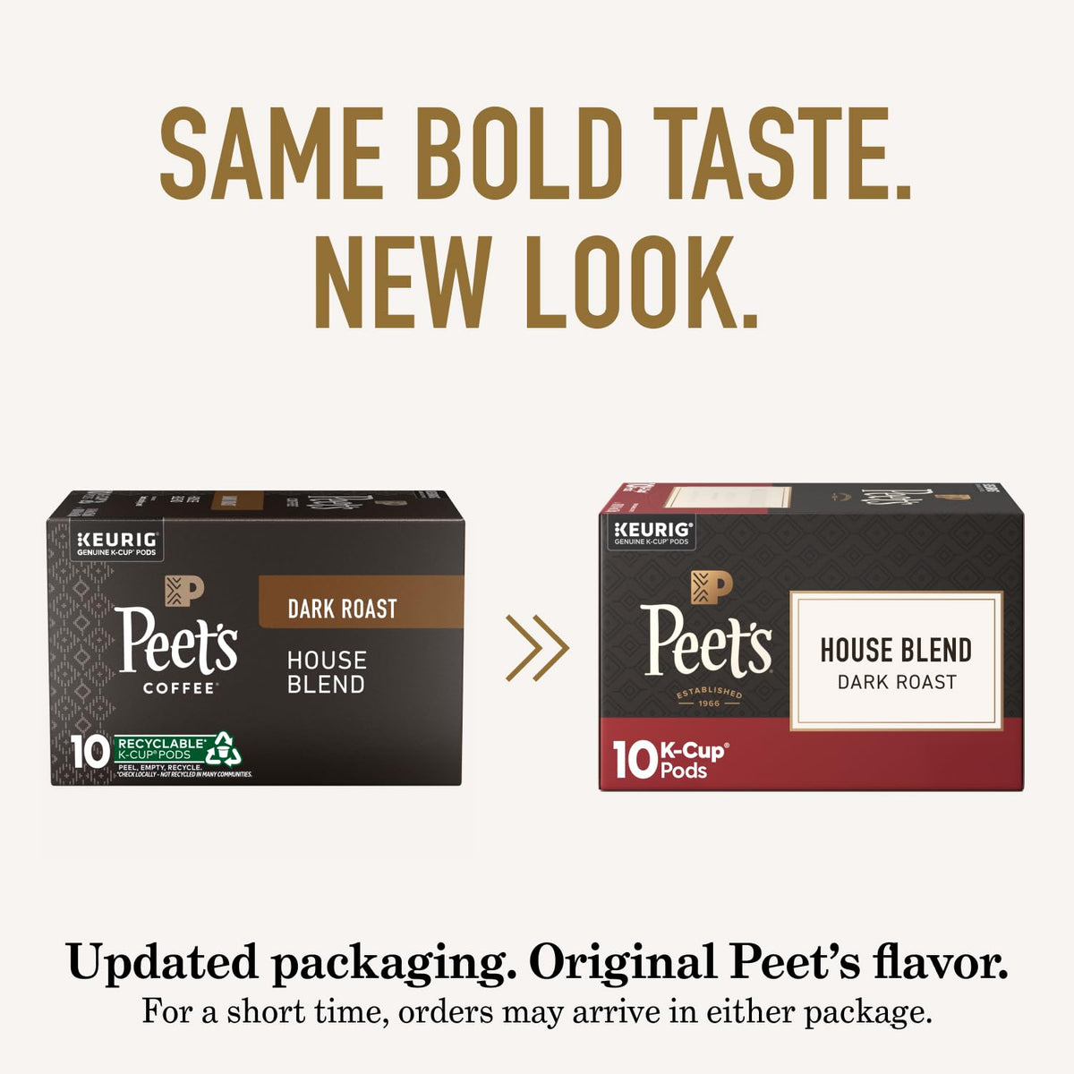 Packaging display showing six boxes of Peet's coffee for easy selection.