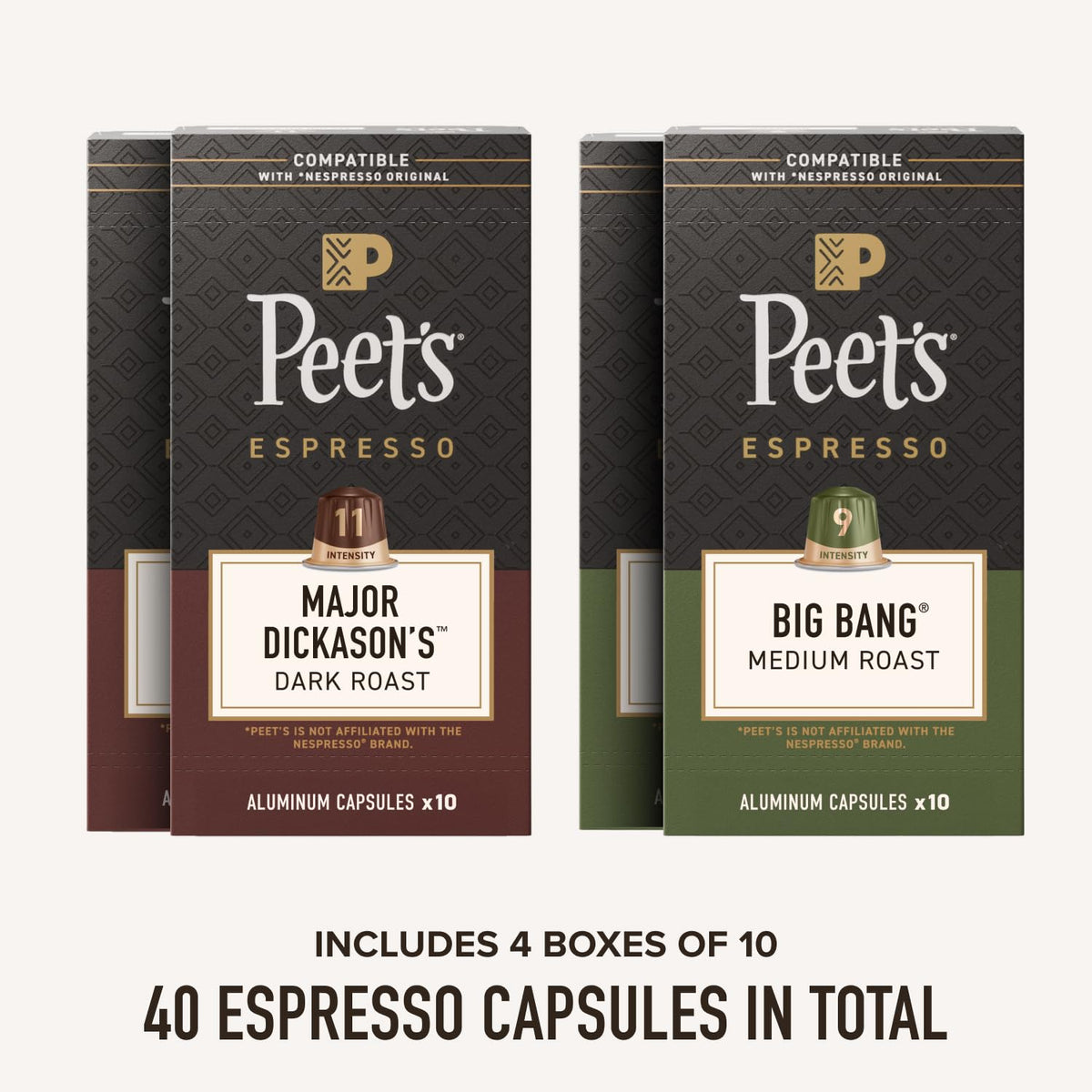 Peet's Major Dickason's box front showing dark roast for bold flavor