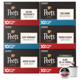 Peet's Coffee Major Dickason's Blend pod on a kitchen counter for a bold breakfast brew.