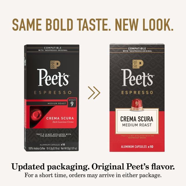 Aluminum capsule design from Peet's Crema Scura emphasizing recyclable packaging