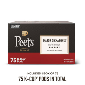 Peet's Major Dickason's Blend K-Cup pods box back with sustainability notes
