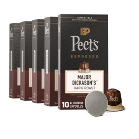 Peet's Major Dickason's intensity 11 capsules in a five-box set; bold espresso