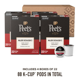 Close-up of Peet's Major Dickason's Blend K-Cups showing rich dark roast.
