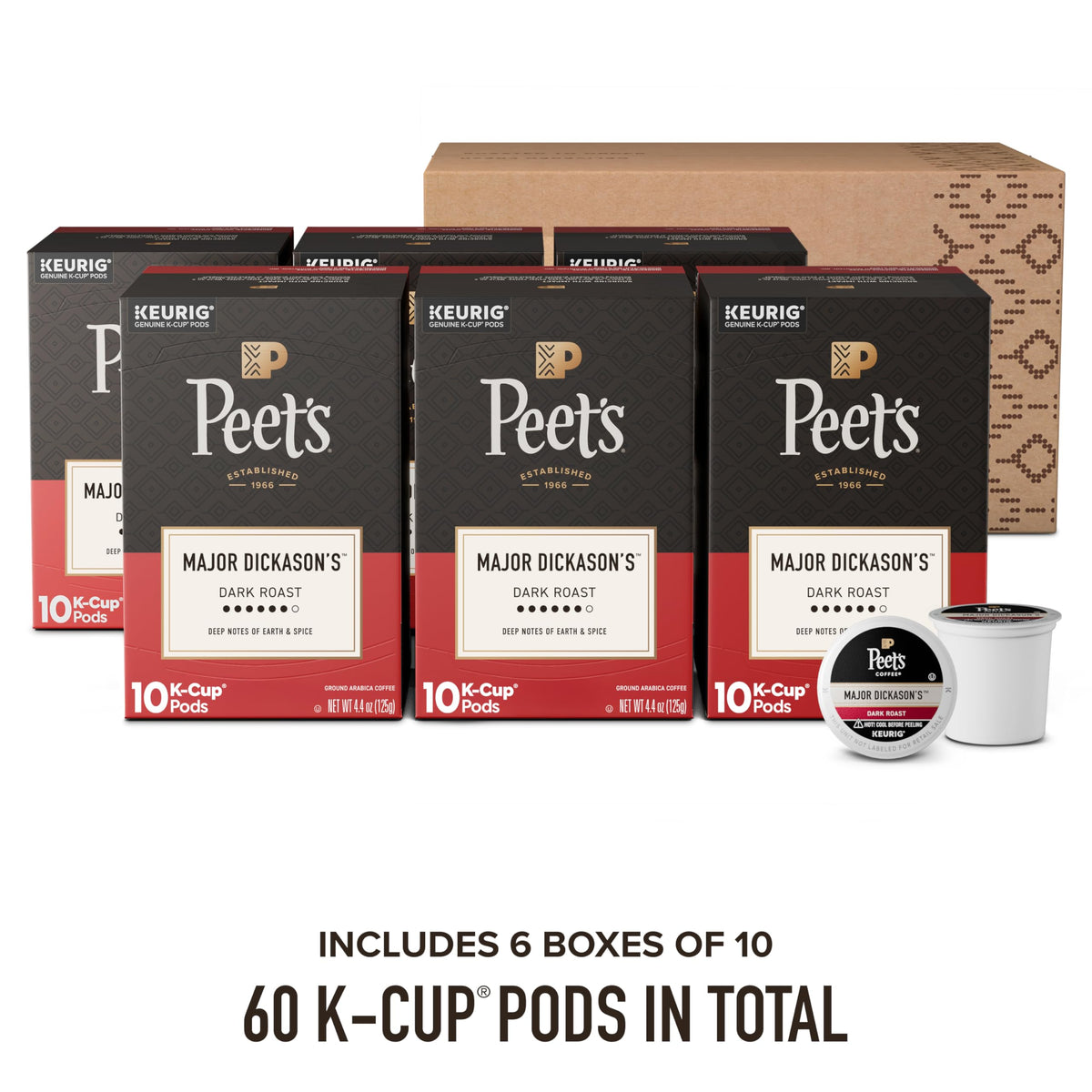 Steaming cup highlighting Peet's Major Dickason's Blend rich aroma and full-bodied flavor