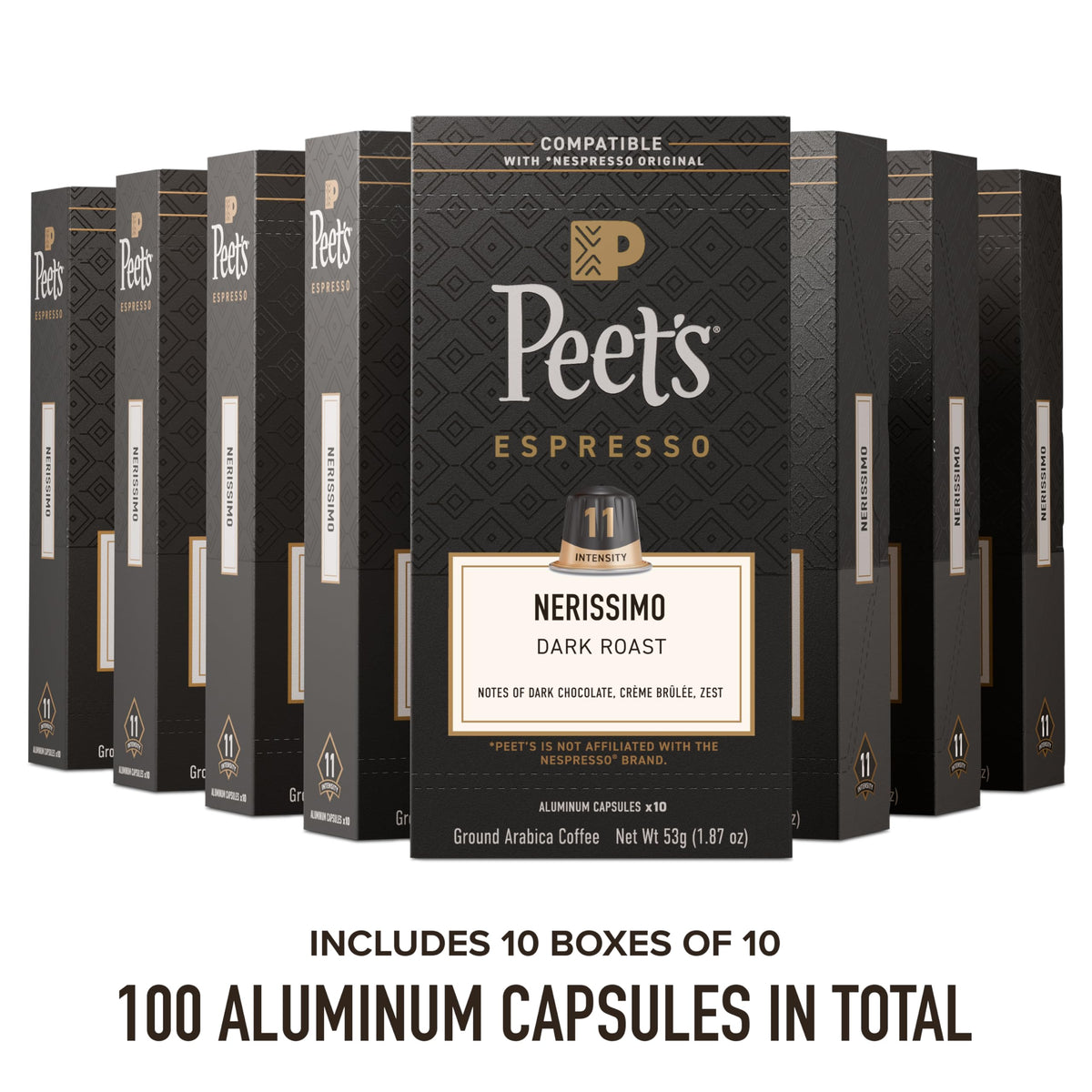 Nerissimo capsules close up, sealed to preserve aroma and freshness
