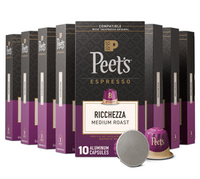 Peet's Ricchezza espresso capsules deliver rich at-home coffee in 100-count packaging.
