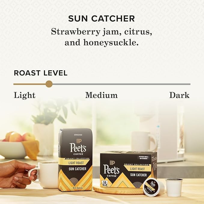 Peet's Sun Catcher light roast reveals honeysuckle aroma and balanced brightness.
