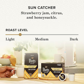 Peet's Sun Catcher light roast reveals honeysuckle aroma and balanced brightness.