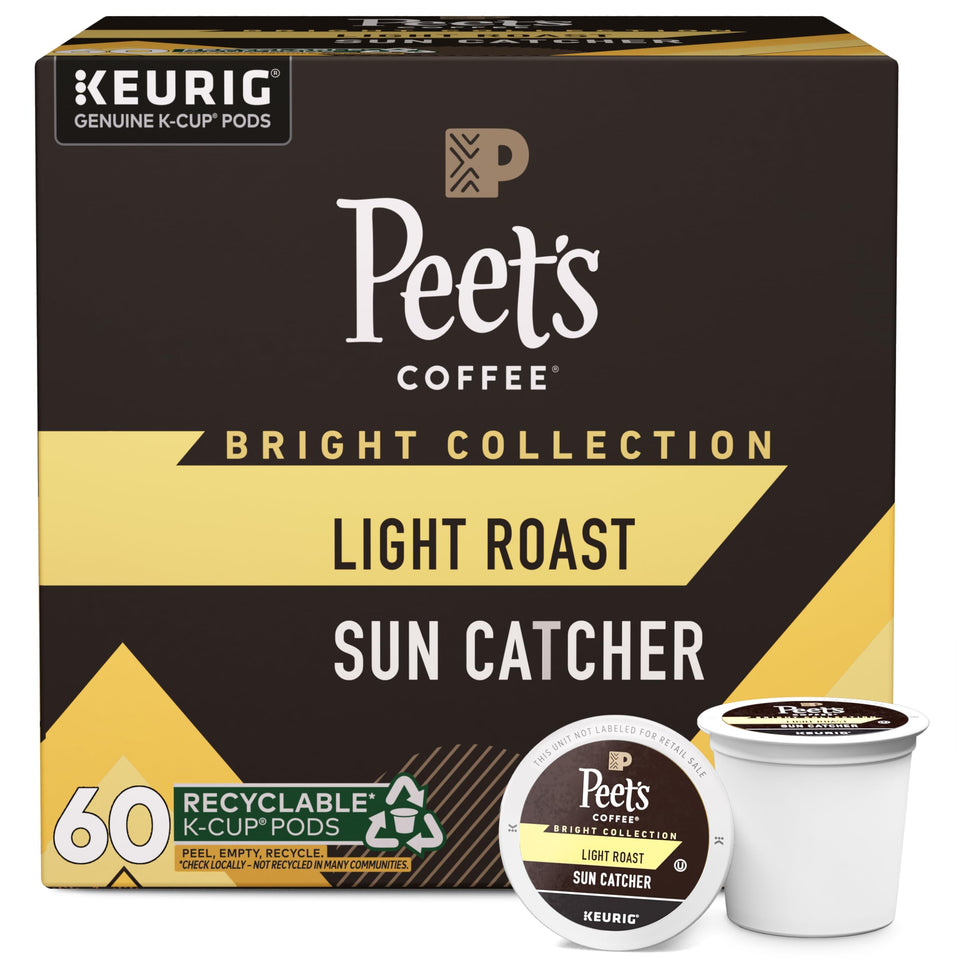 Peet's Sun Catcher light roast K-Cup pods in six-box set for easy daily brewing.
