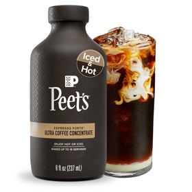 Peet's Ultra Coffee Concentrate bottle front view for quick, bold craft coffee at home.