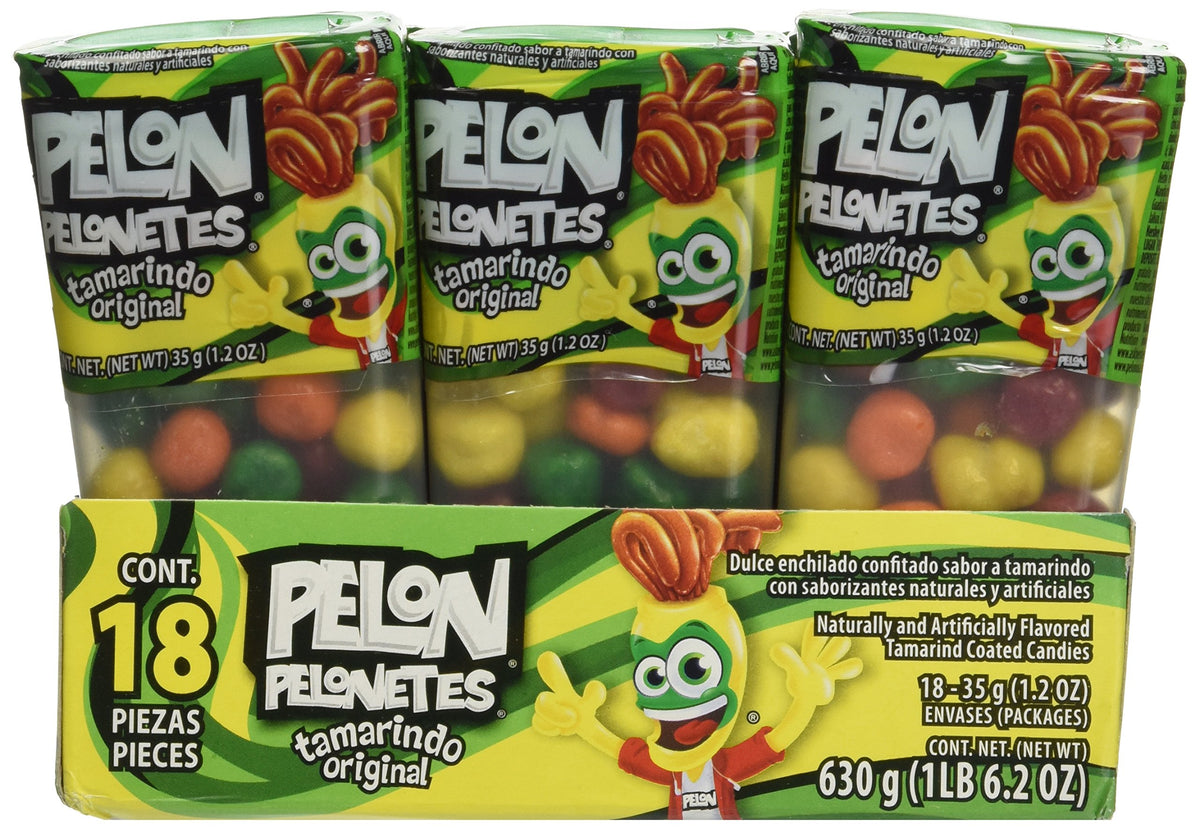 Pelon Pelo Rico Pelonetes candy bites close-up showing colorful bites.