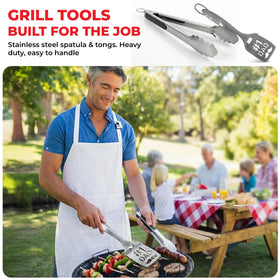 Pelto Dad BBQ Gift Set Stainless steel grill spatula ready for use.