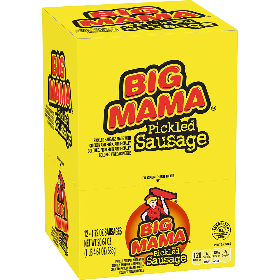 Penrose Big Mama pickled sausages 12-pack, convenient snack for on-the-go meals.