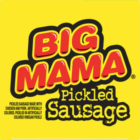 Penrose Big Mama pickled sausages close-up, keto-friendly protein on hand.