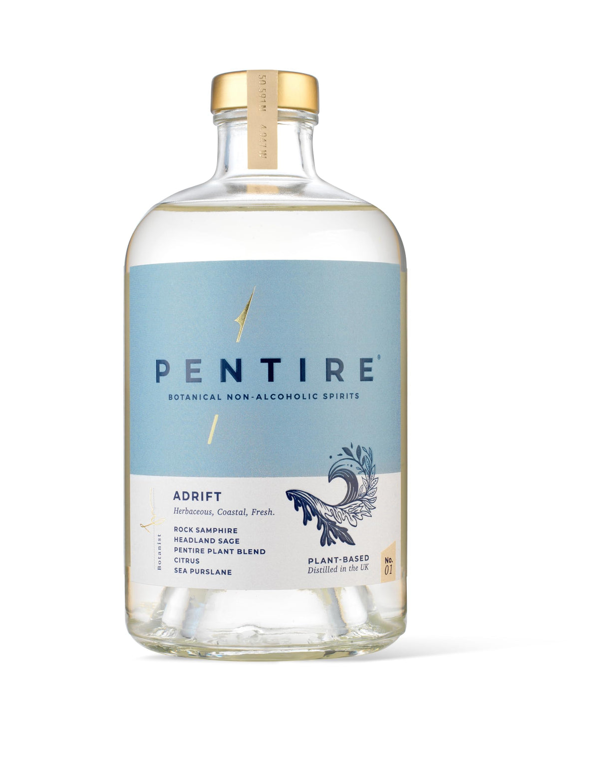 Pentire Adrift bottle on shelf, a refreshing alcohol-free option