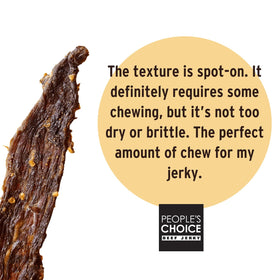 People's Choice Beef Jerky glazed slices ready for a savory snack on the go.