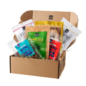 People’s Choice Beef Jerky Health Nut Box shows a six-item sampler for clean snacking.