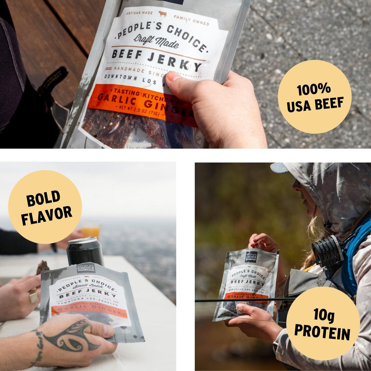 People's Choice Beef Jerky 10g protein per serving for energizing snacking.