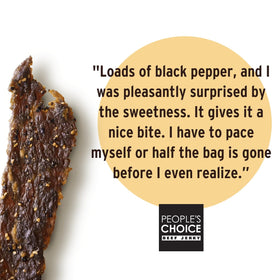 People's Choice Beef Jerky Sweet Smoky Glaze highlights aroma and savor