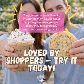Retail-ready rainbow sprinkles display on shelf in a 6oz pouch.