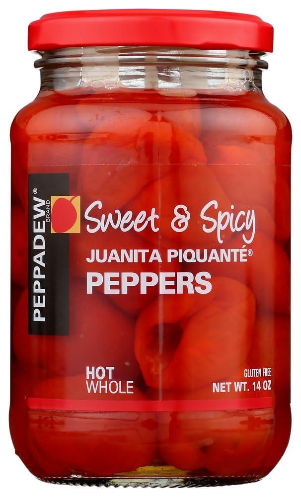 Close-up of Peppadew Hot Peppers showing juicy, crisp texture.