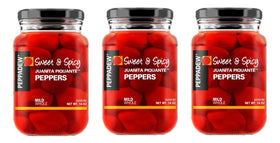 PEPPADEW Sweet Piquant Peppers jar front, vibrant color for savory snacking.