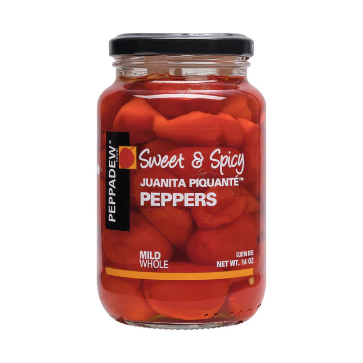 Peppadew whole piquant peppers mild in a jar, ideal for snacking and salads.