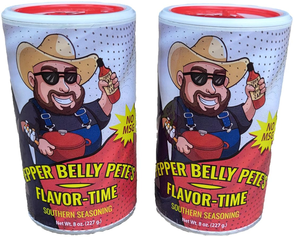 Pepper Belly Pete’s Flavor-Time jar shows bold southern flavor.