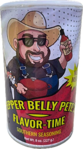 Pepper Belly Pete’s Flavor-Time shaker enables versatile meats and veggies.