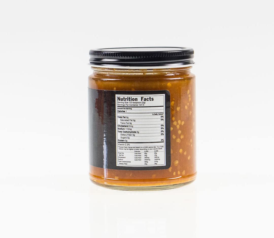 Pepper Joe's fermented pepper mash closeup with orange hue