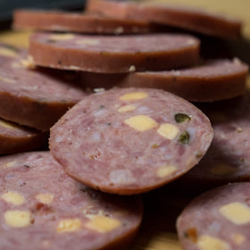 Pepper Joe's Jalapeno Cheddar Summer Sausage pack ready for sharing.